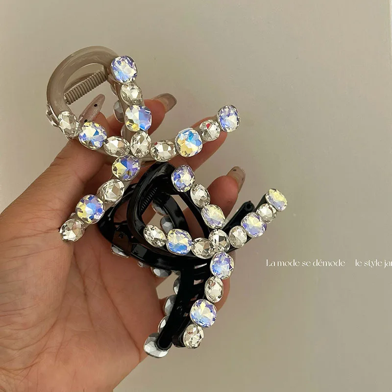 New Crystal Hair Claw Clip Medium Size Cross Geometric Solid Color Plastic Shark Clip Clamps Grab Girls Women Hair Accessories arabic hookah shisha medium size hookah bottle acrylic accessories flower shape shisha whole set