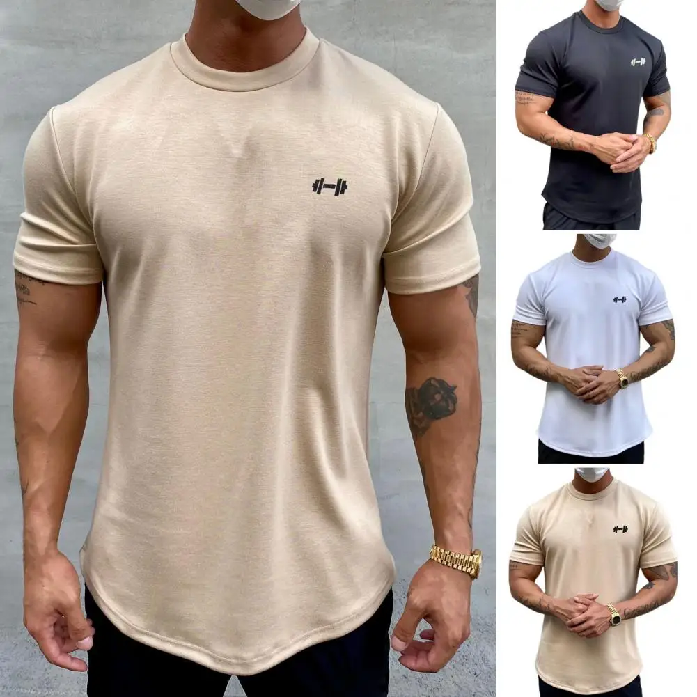 

Solid Color T-shirt Men's Quick-drying Breathable Sports T-shirt for Gym Training Jogging Slim Fit O Neck Short Sleeve Top