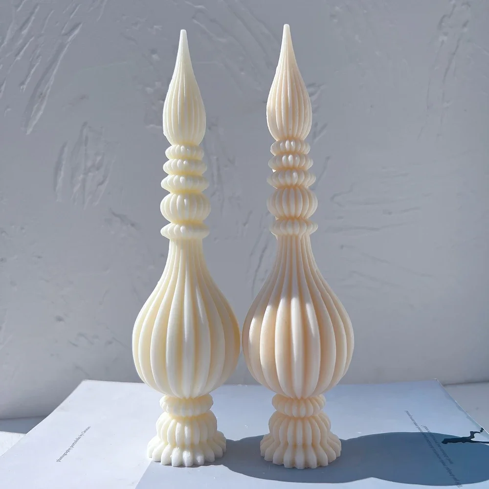 

Tall Ribbed Pillar Candle Molds Geometric Abstract Decorative Soy Wax Mold Taper Spiral Silicone Mould