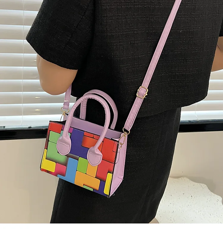 Women's Bag 2022 New Color Contrast Versatile Portable Shoulder Bag Geometric Horizontal Casual Shoulder Bag Messenger Bag
