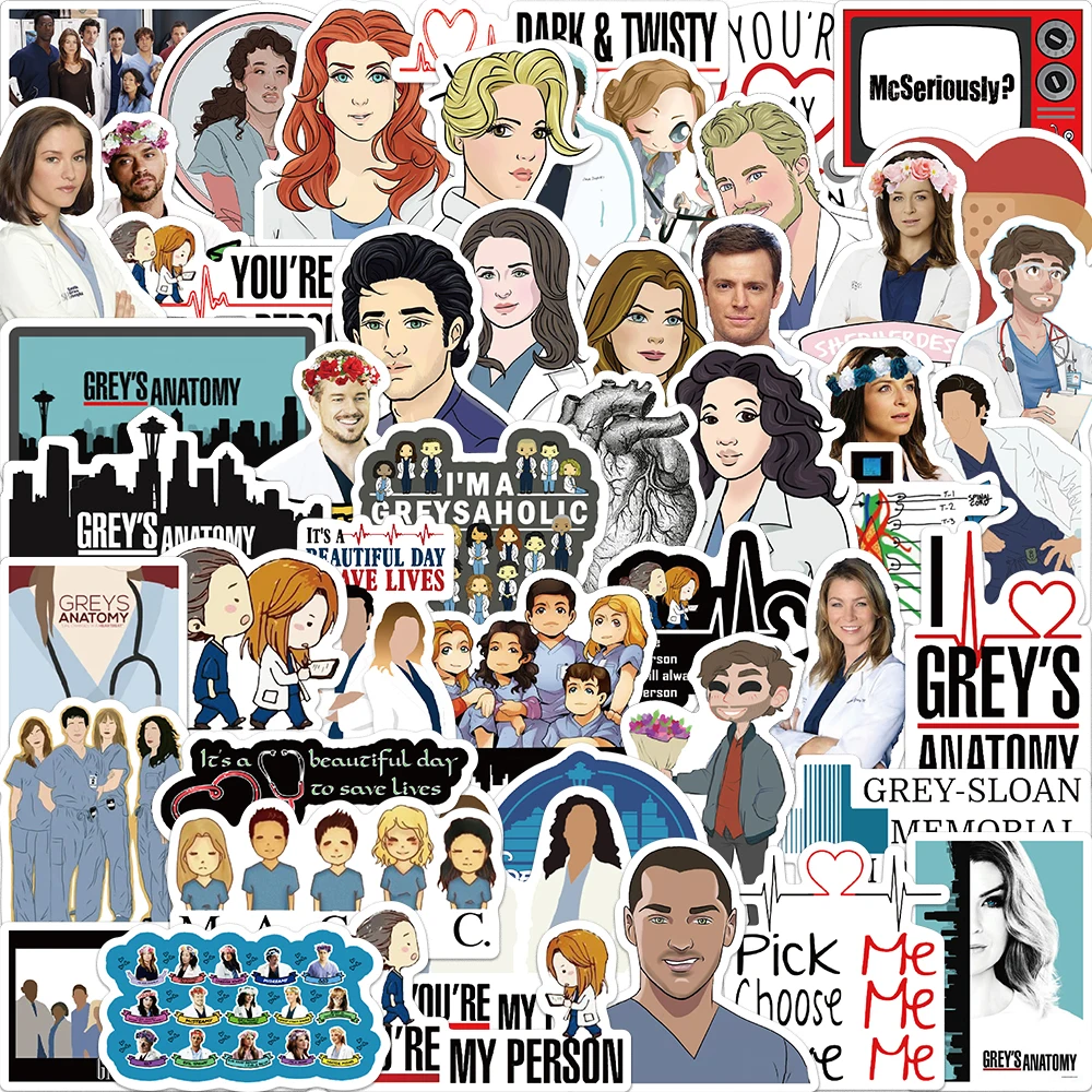 50PCS-Classic-TV-Show-Greys-Anatomy-Stickers-Funny-PVC-Scrapbook-For ...