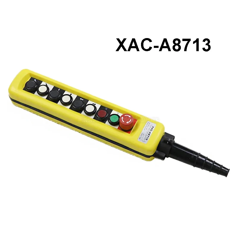 

1Pcs XAC-A8713 Waterproof Traffic Crane Control Push Button Switch Box for Hoist Up Down Left Right Emergency Stop Switch Yellow