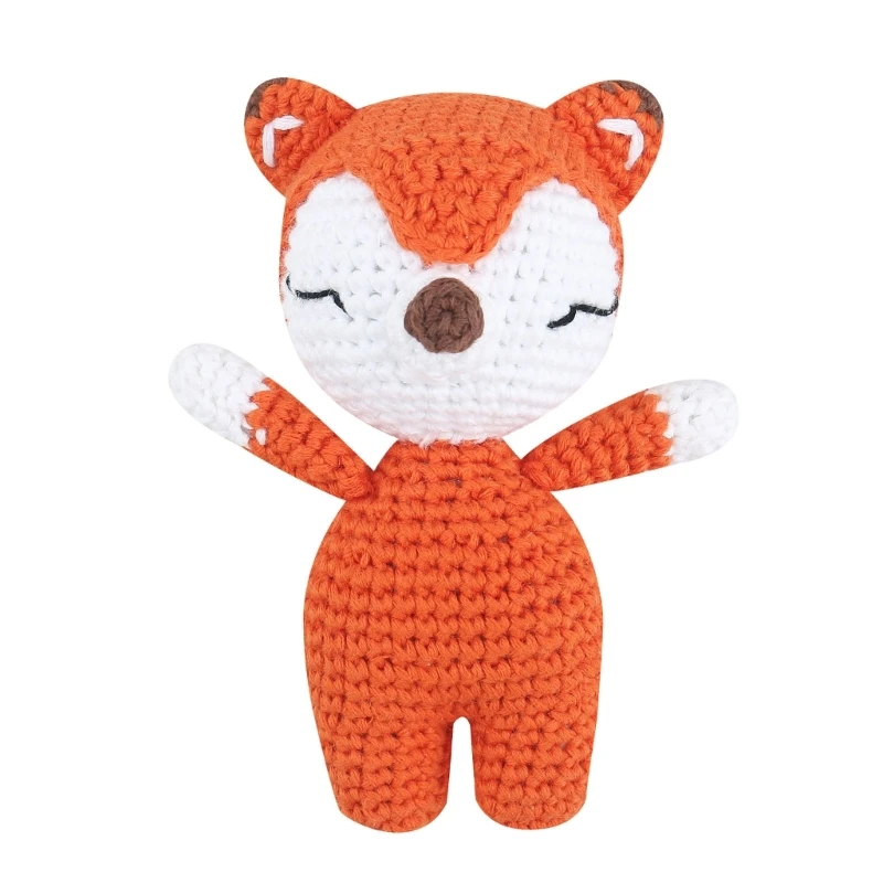 thumbnail image 1 of 7 Styles 5Inch Cute Handwoven Stuffed Animal Toys Cartoon Crochet Elephant Fox Deer Panda Toy Kids Sleeping Doll Home Decoration, 1 of 5