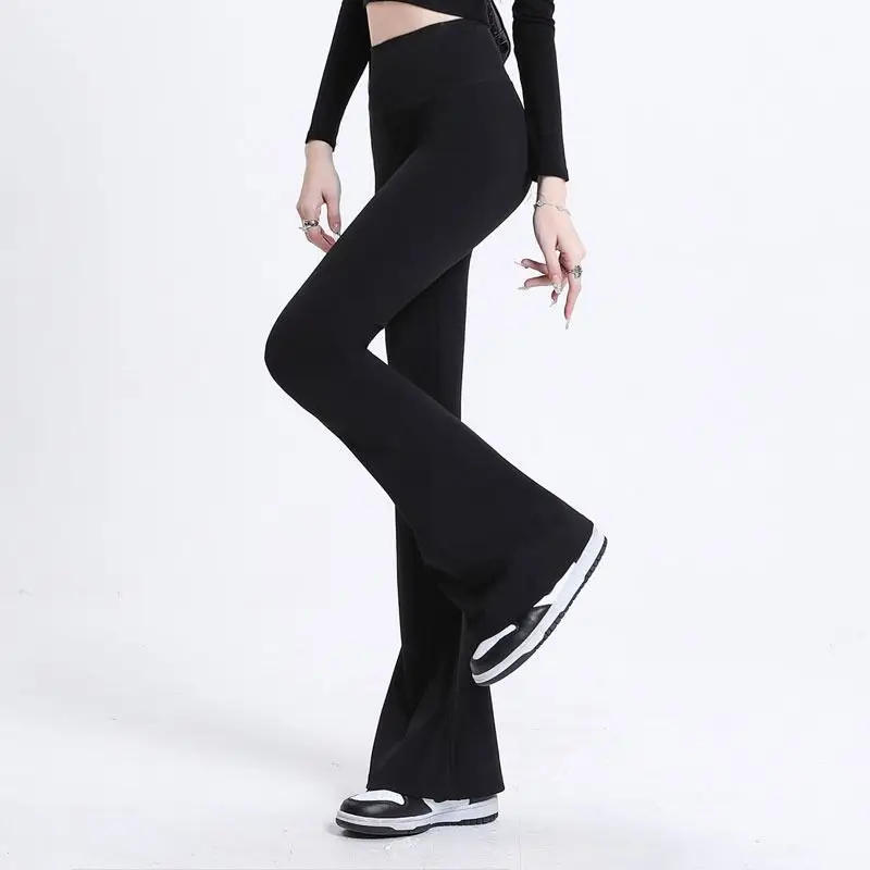 

Spring Summer New Korean Slim Micro Flare Shark Pants Women Solid Elastic High Waist Patchwork Thin Hip Lifting Yoga Leggings