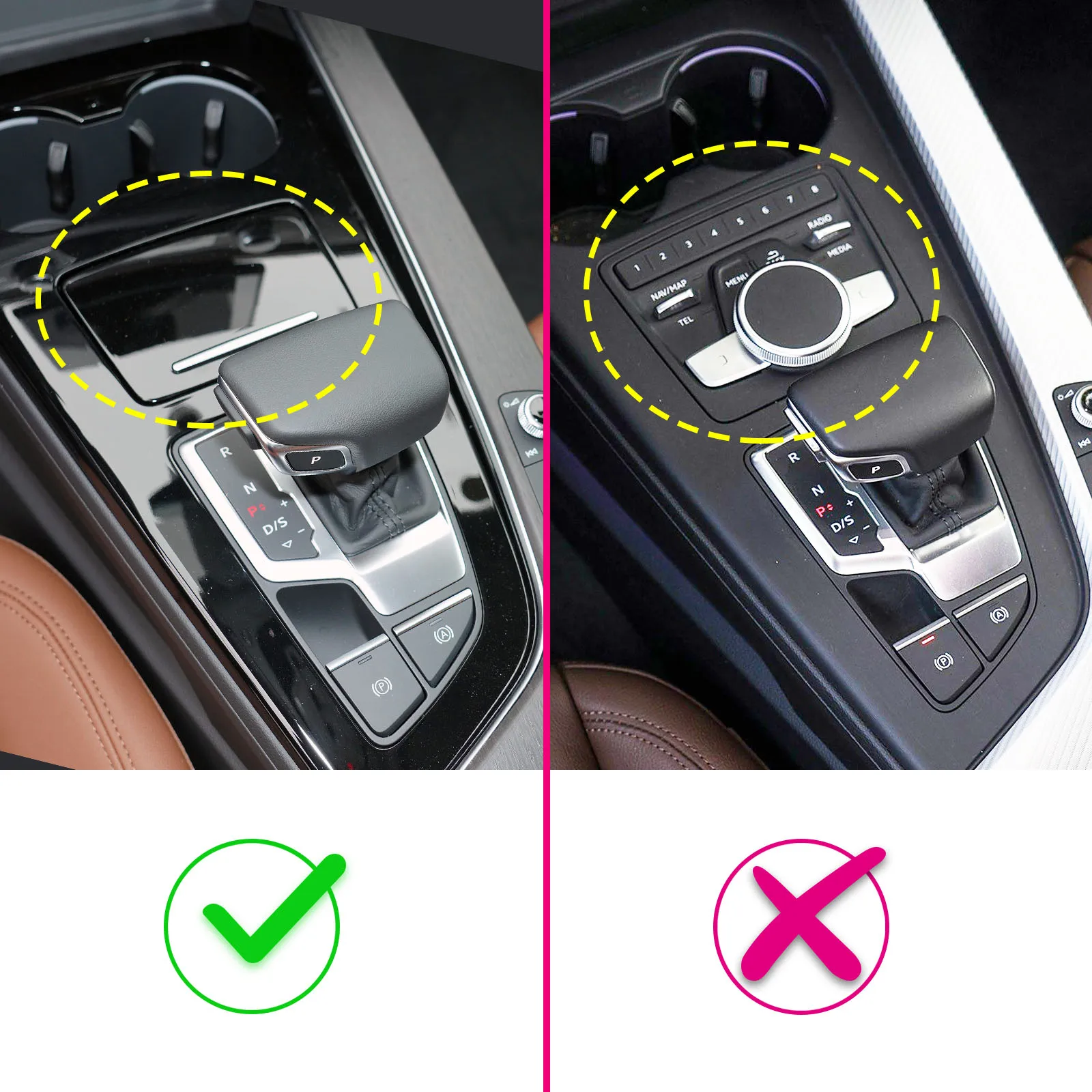 For 2020-2024 Audi A4 A5 B9 Carbon Fiber Center Console Gear