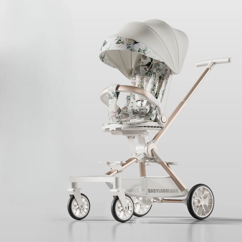 Portable Baby Stroller 360 Degree Roating Lightweight Pram Two Way Pushchair High Landscape Music Dining Car for Children