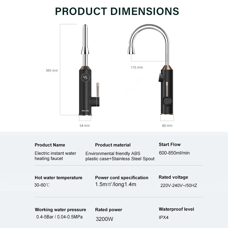 Kitchen Electric Faucet Hot Water Heating Tap- 220v Electric Instant Water  Heater 2 1 Kitchen - Aliexpress