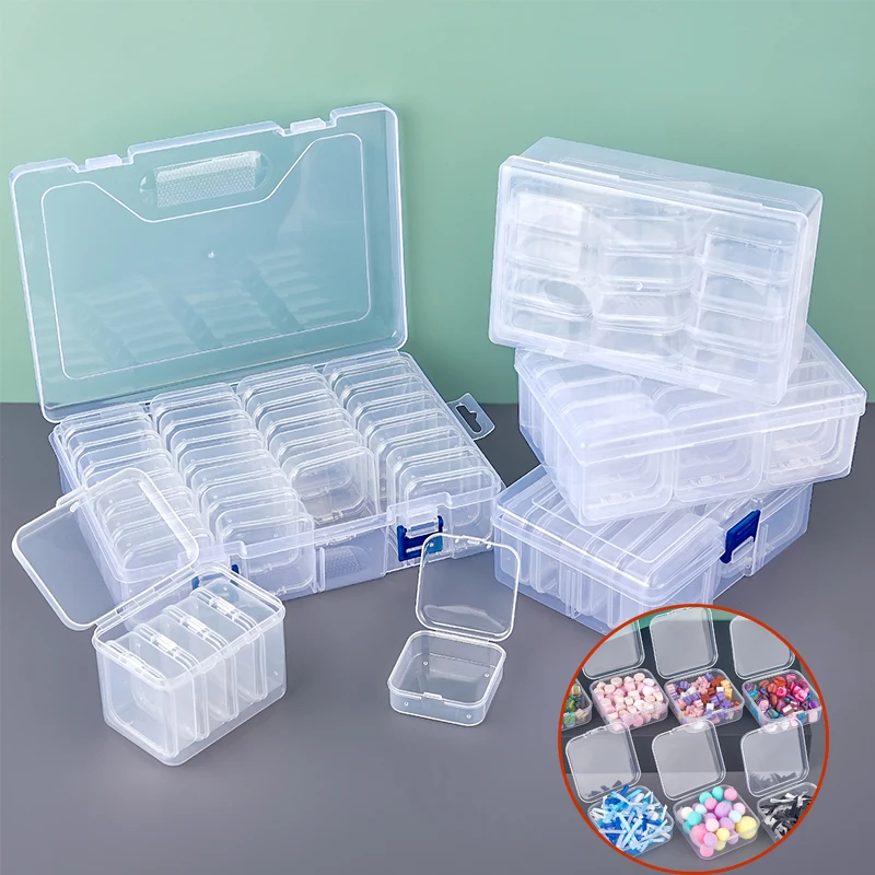 1 Set Beaded Storage Box Nail Art Jewelry Earring Box Plastic Seed Bottle DIY Diamond-Painting Rhinestone Craft Accessories
