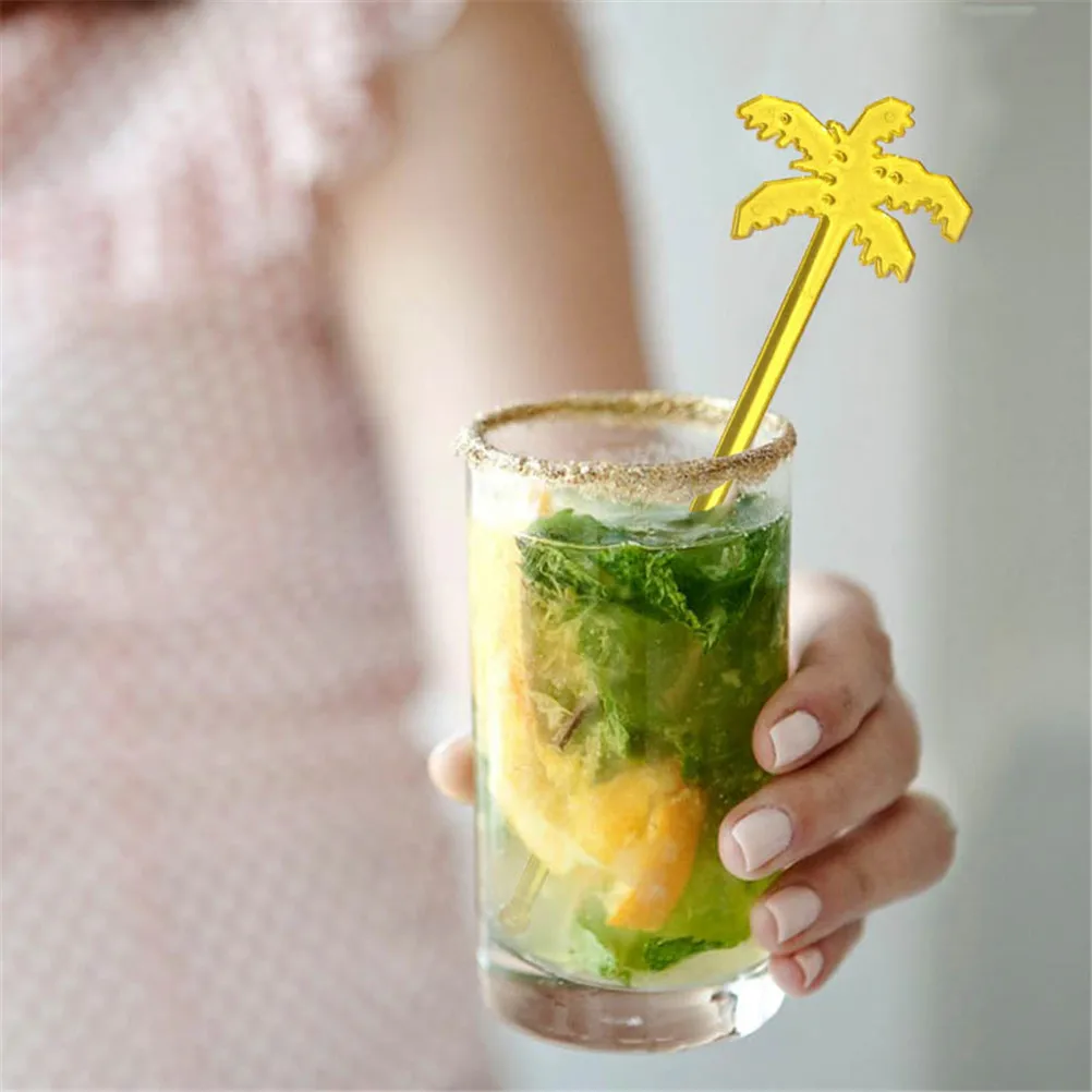 50pcs 18cm Plastic Coconut Tree Cocktail Swizzle Sticks Drink Stirrer Coffee Muddler Puddler