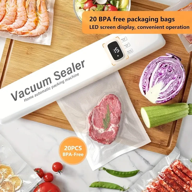 Bags Saver Sealer Vacuum LED Machine, 10 Food Includes Upgraded Compact Multi-Fu Design, Display, Vacuum - 3-in-1 Automatic With 5