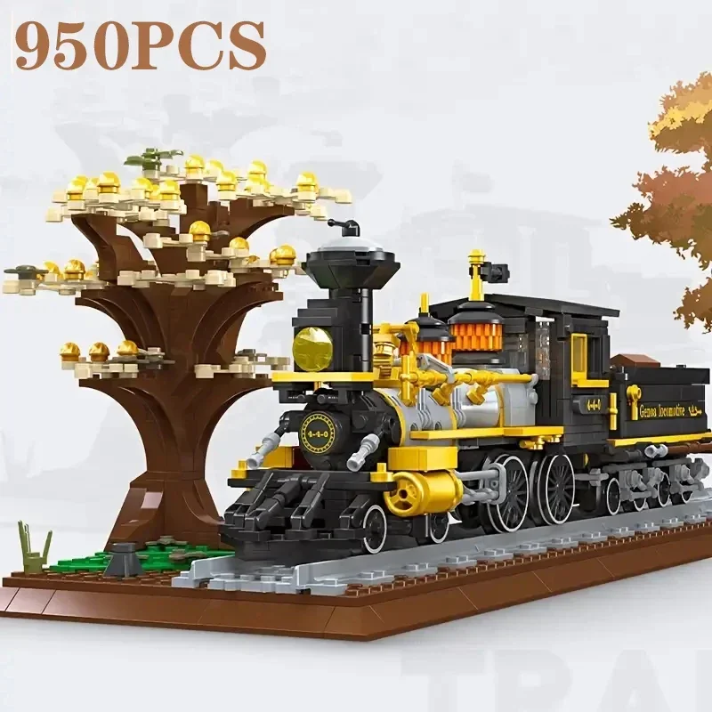 

950PCS Steam Train Model Building Blocks City Traffic Rail Train Transport Vehicle Assembly Bricks Children DIY Christmas Gifts