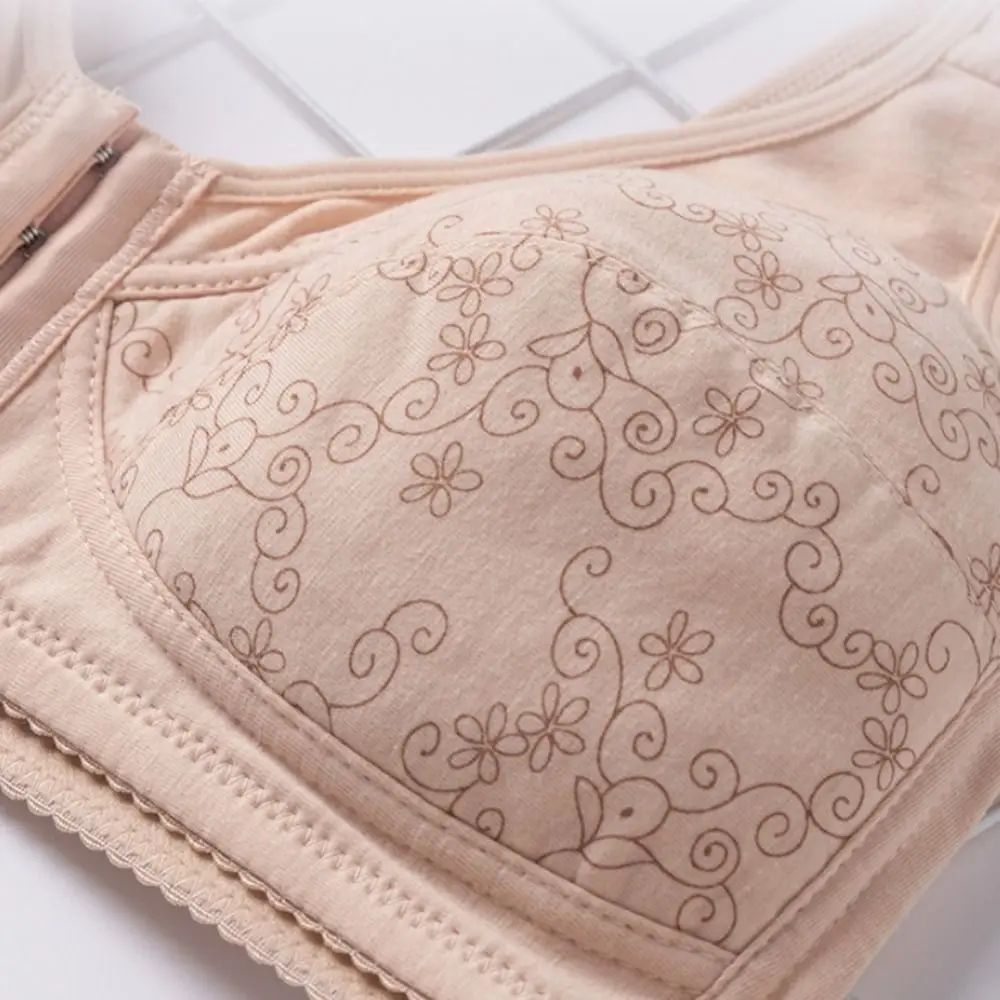 Soft Thin Front Button Bra Convenient Plus Size Women Wireless Bra Intimates Widen Straps Elderly Bra Lady
