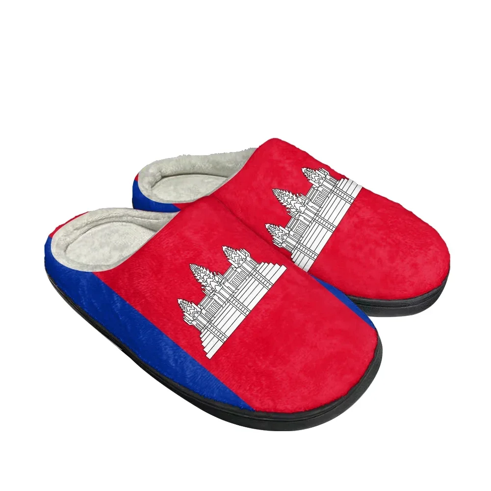 Hot Cambodia Flag Fashion Cotton Custom Slippers Mens Womens Sandals Plush Casual Keep Warm Shoes Thermal Comfortable Slipper