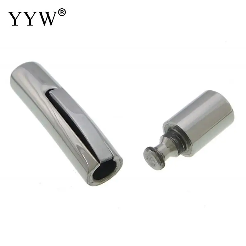 50PCs/Lot Stainless Steel Bayonet Clasp 28x6x6mm 4mm Hole Pushlock Lace Buckle Leather Cord Clasps Bracelet DIY Jewelry Making