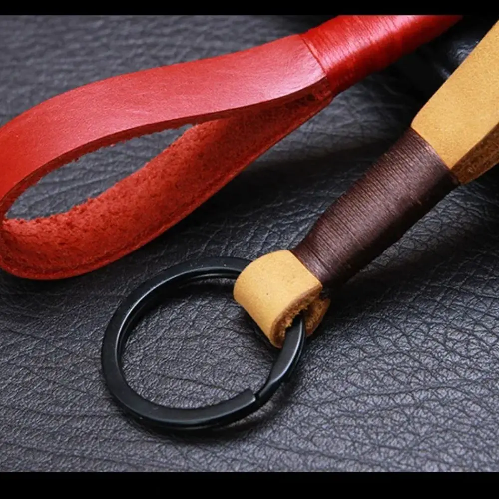 Retro Handmade Real Leather Cowhide Rope Keychain Metal Key Chains Men or Women Key Holder Key Cover Auto Keyring Gifts