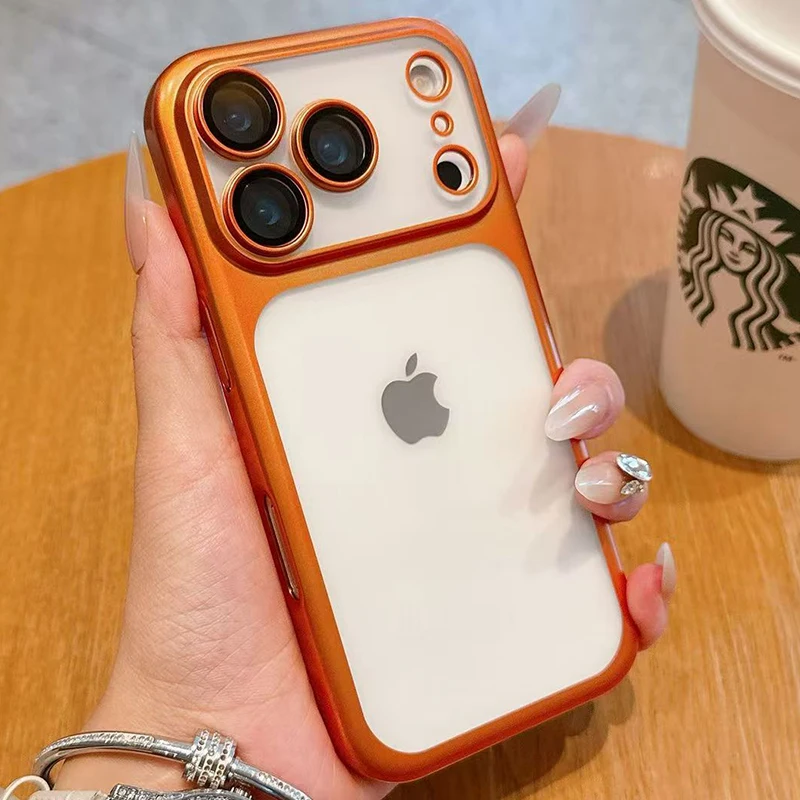 Luxury Frosted Transparent Plating Candy Matte Phone Case For iPhone thumbnail 7
