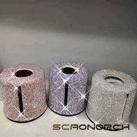 Shiny Rhinestone Roller Tissue Box Circular Roll Paper Office Living Room Bedroom Tissue Storage Box Bathroom Accessories 1