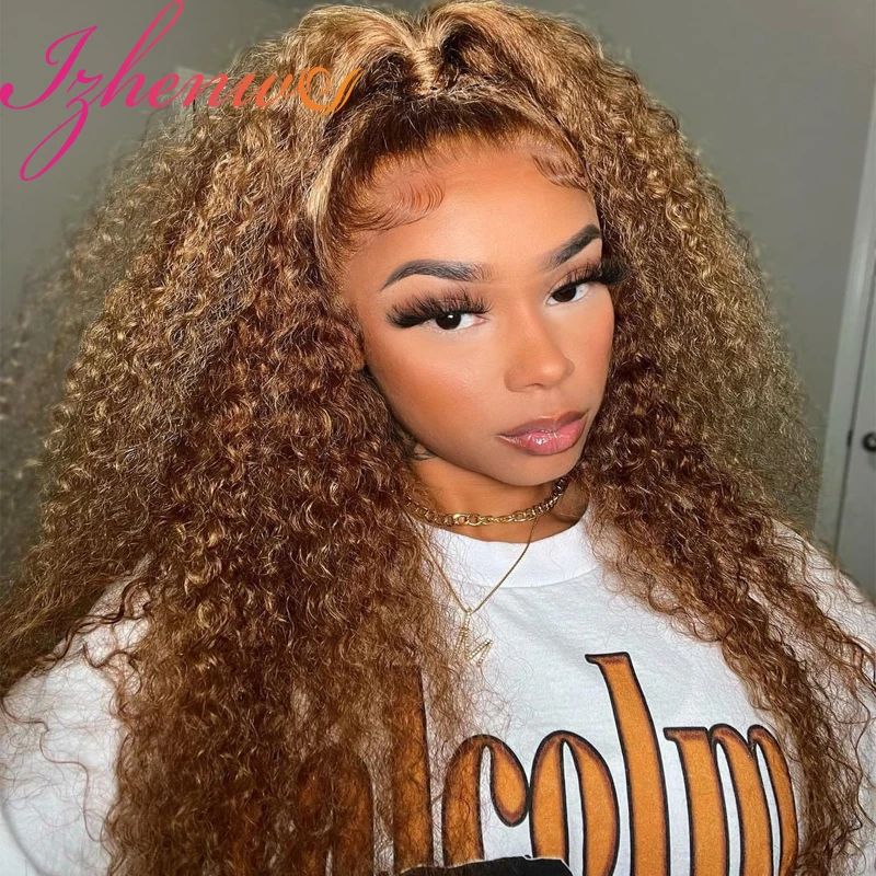 

30 Inch HD Lace Highlight Ombre Wig Curly Colored Human Hair 13x6 13x4 Deep Wave Lace Frontal 4X4 5x5 Lace Closure Wig For Women