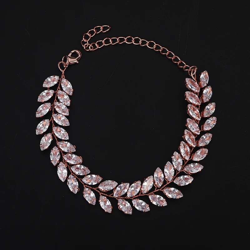 Wedding Bridal Cubic Zirconia Crystal Tennis Bracelet Jewelry Women Brides Bracelets Set Gold Silver Gold Jewelry