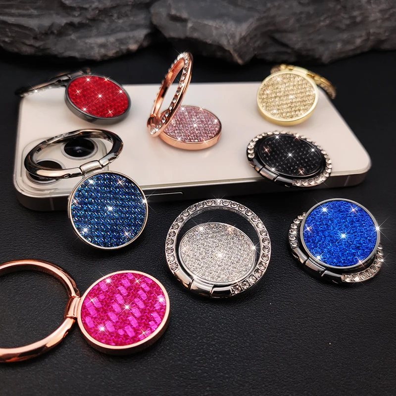 

Phone Ring Buckle Bracket with Drilled Sequins Metal Pull Ring Bracket Mobile Phone Case Back Sticker Lazy Finger Buckle Holder