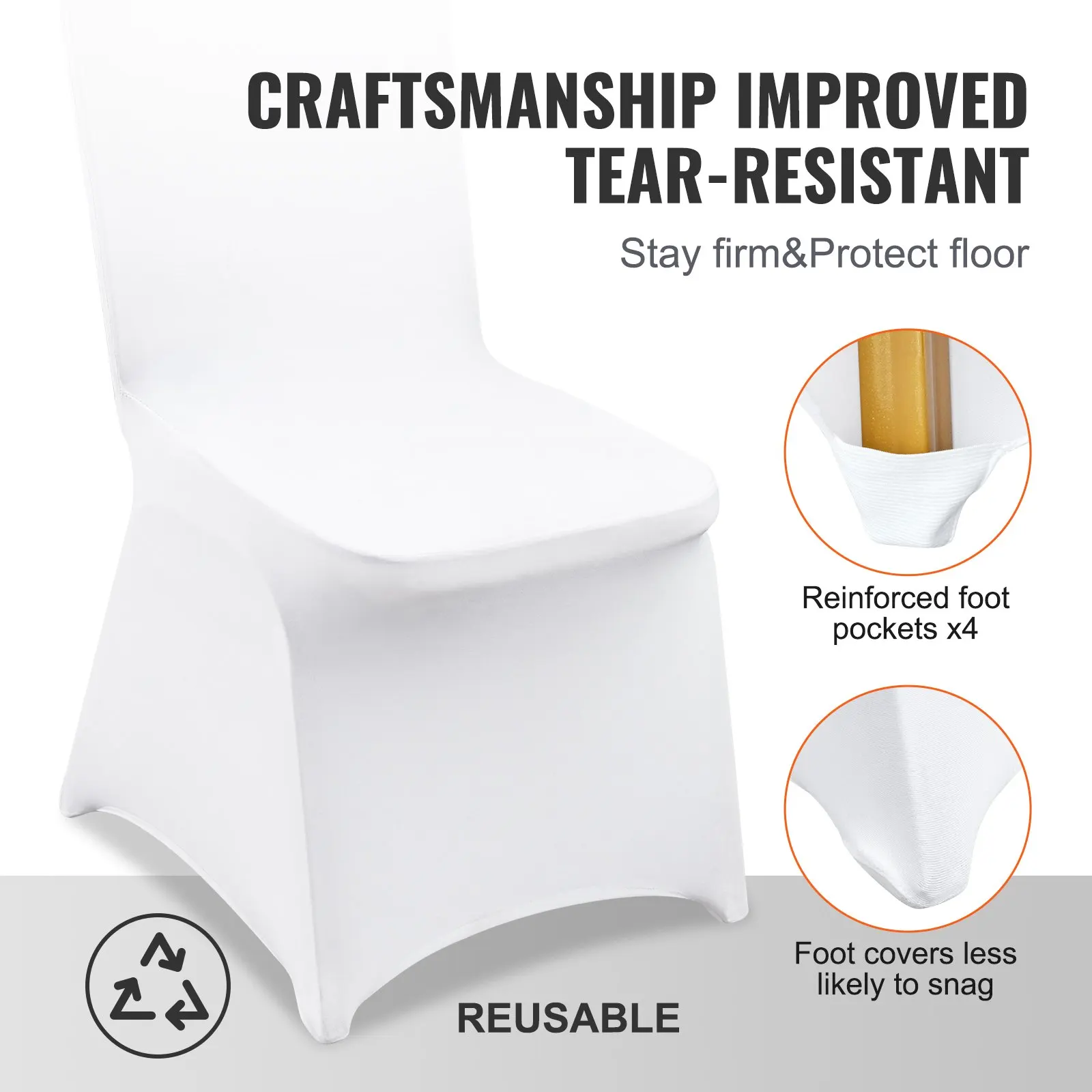 VEVOR Stretch Spandex Chair Covers, Universal Washable Slipcovers for Weddings Parties Events50-150 Pack Fitted Protective Cover 5