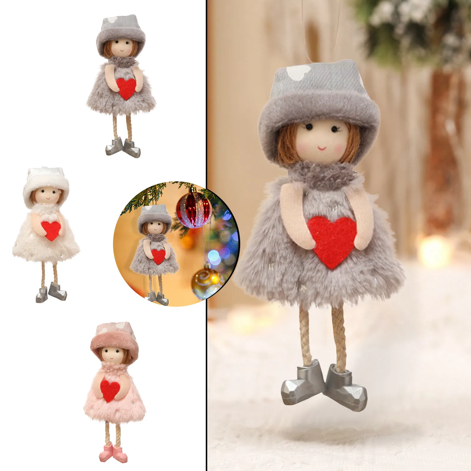 

Cute Plush Antler Angel Girl Pendant Christmas Tree Pendant Decoration Natal Noel Decorated Christmas Decorations 2024 NavideñOs