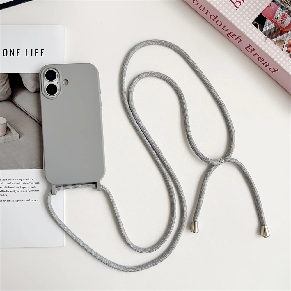 Crossbody Liquid Silicone Phone Case with Lanyard in Matte Candy Color