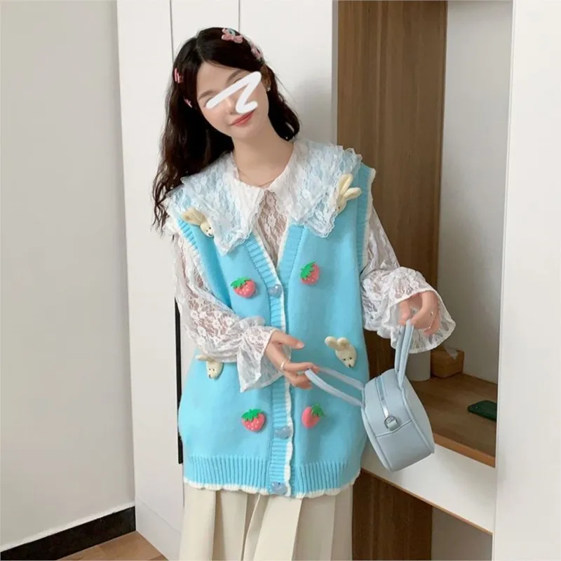 Creative Pregnant Women's Loose Round Neck Sleeveless Vest Maternity Knitted Sweater Coat Maternity Cute Vest Coat LH162
