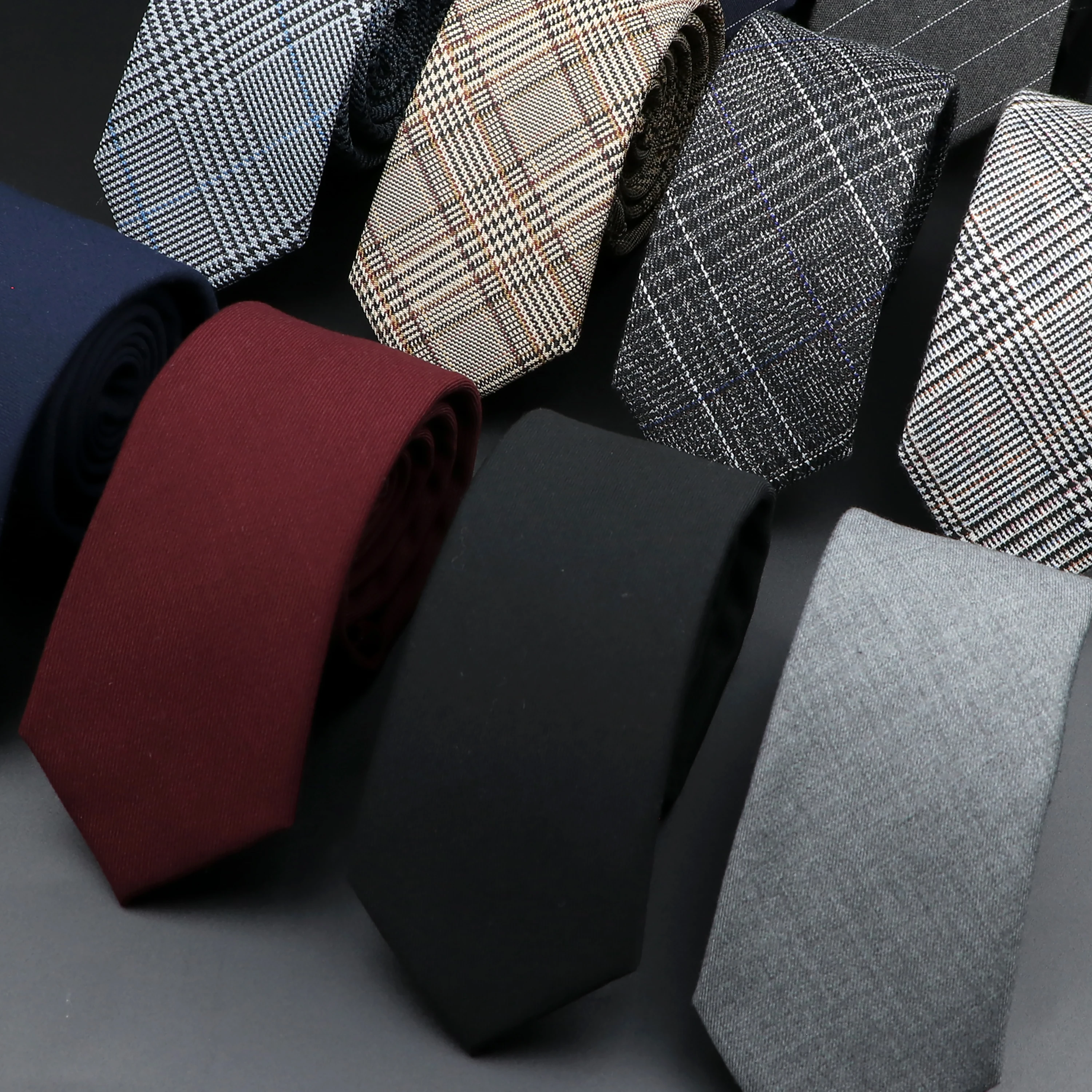 Neck Tie Mens Classic Cotton Neck Tie 6CM Skinny Plaid Solid Color Striped Narrow Business Shirt Accessories