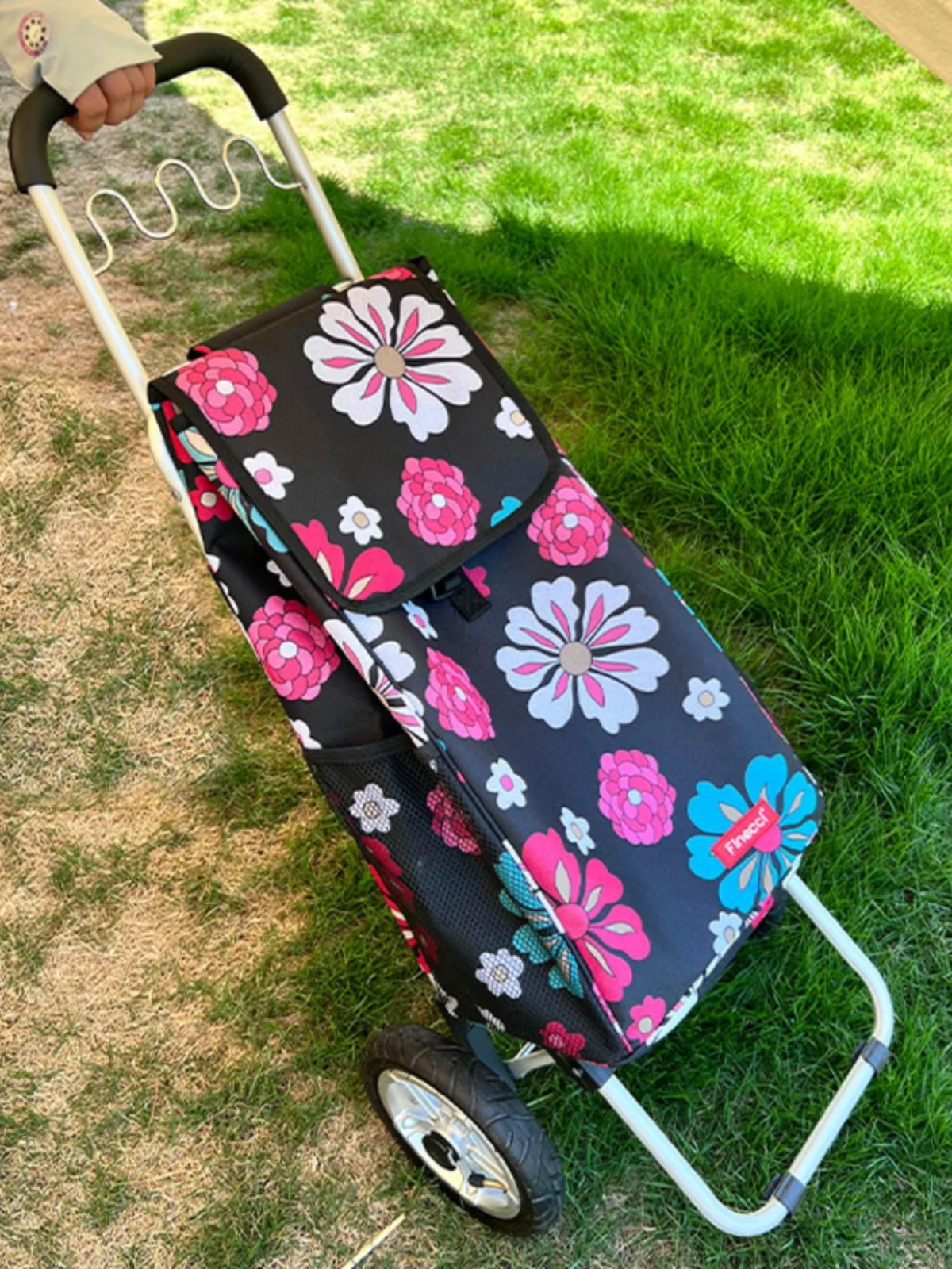 Folding shopping cart elderly portable trailer aluminum alloy cart home pickup express