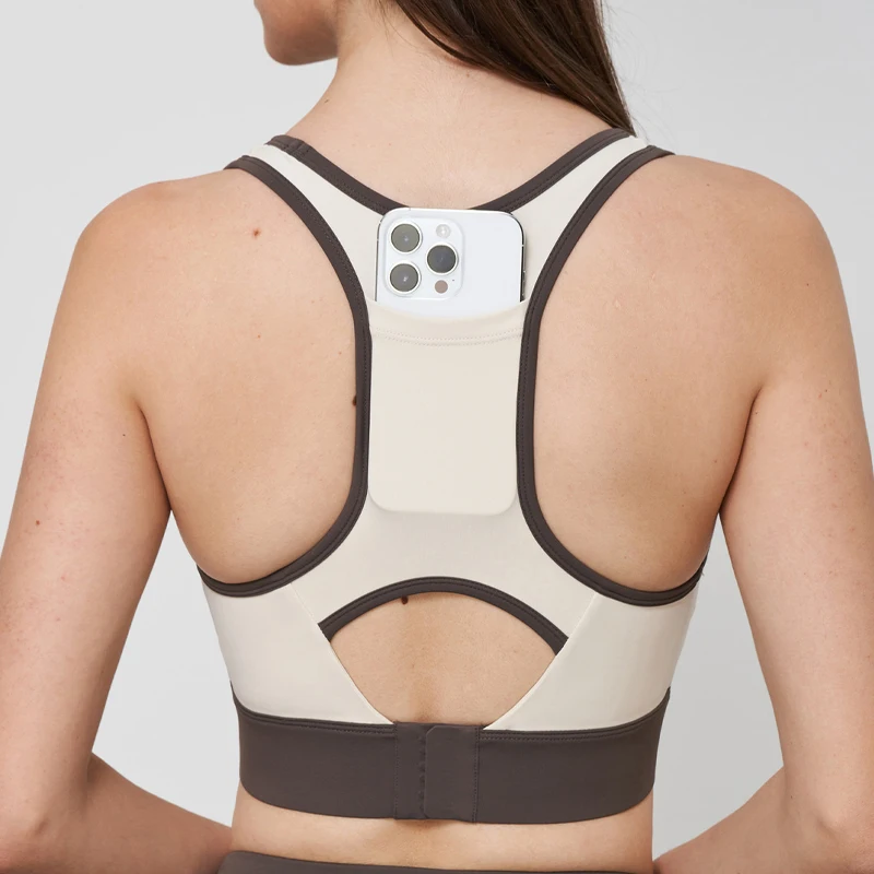 

Wyplosz Crop Top Women Bras Gym Sport Underwear Sportswear Padded Fitness Medial Strength Lycra Patchwork Fabric Pocket Running