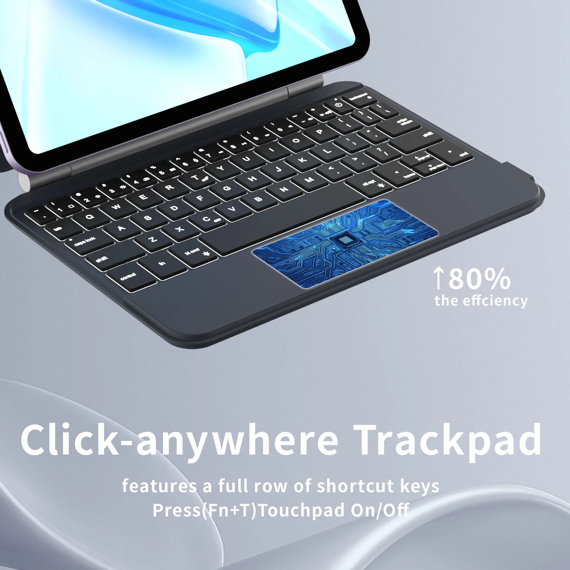 Enhanced Touchpad Keyboard Case with 7-Color Backlit and Type-C Rechargeability
