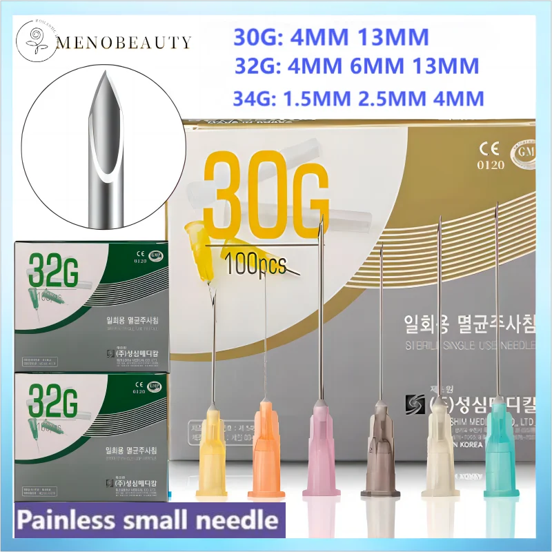 30G 13MM 34G 4MM Sharp Tip Needle Meso Disposable Painless Small Need le Irrigator For Superfine Beauty Needle Eyelid Tool Parts