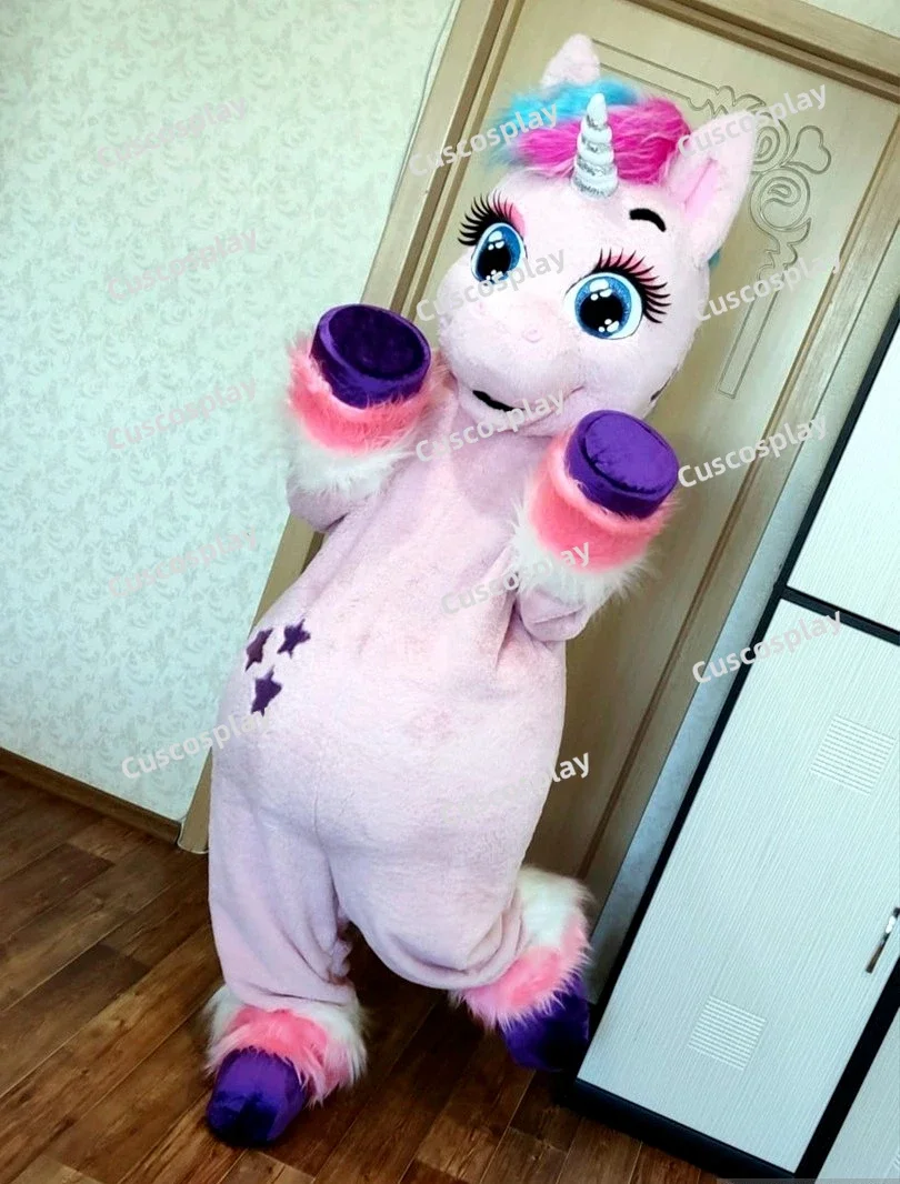 

Pink Unicorn Mascot Costume Horse Mascot Costume Parade Birthdays for Adult Animal Halloween Party Costumes