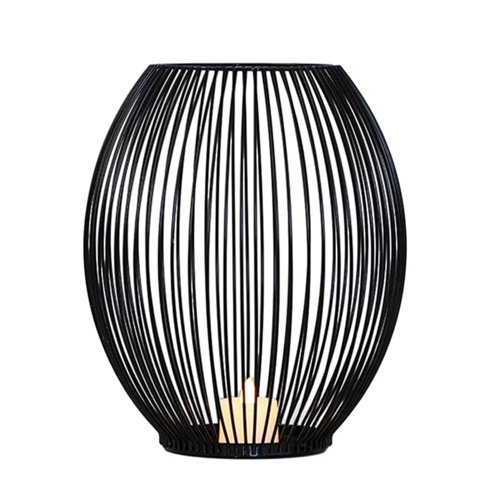 

Iron Matte Black Oval Candle Holder Stand Events Built-in Cups 8*16cm/8*18cm/8*23cm Parties Christmas Wedding Decoration