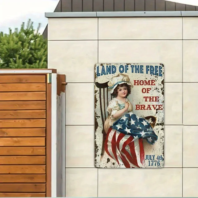 1pc Vintage Patriotic Wall Art, Land of the Free Home of the Brave Metal Sign, 8x12 Inch Decorative Plaque forIndoorDisplay - Image 4