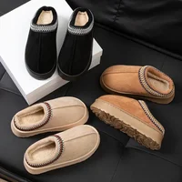 NEW Winter Woman Slippers Plush Interior Anti Slip Sole Thick Bottom Embroider Fashion  Warm Slippers Use Indoor Outdoor 1