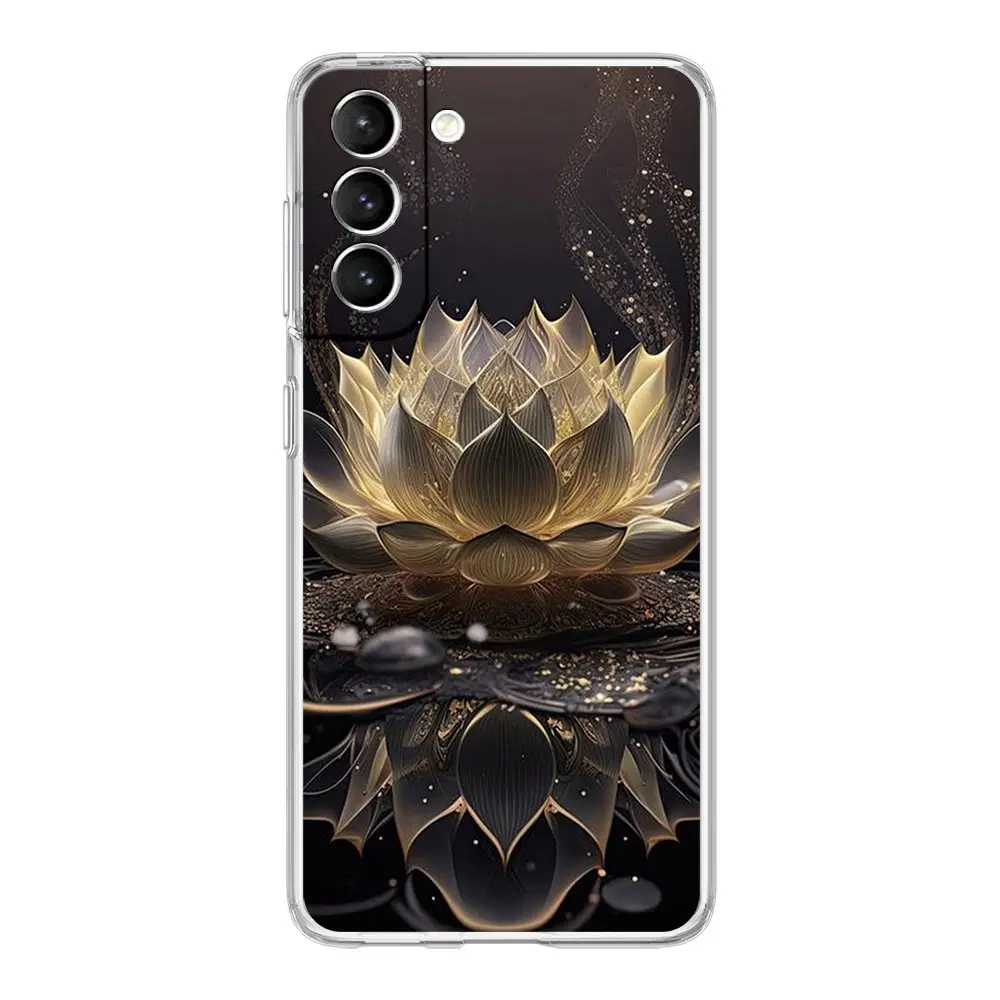 Luxurious Clear Soft Phone Case with Lotus Flower Design