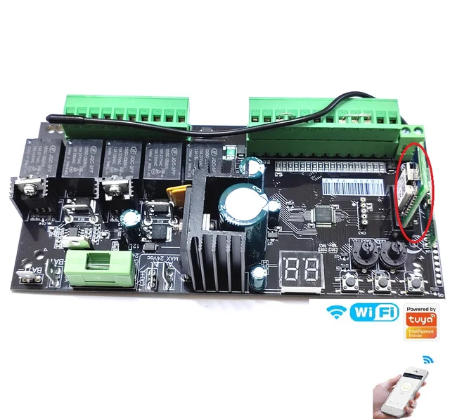 Tuya wifi 12VDC 24VDC!!!automatic swing gate opener motor operator circuit board electronic card controller for gate opener dual 2