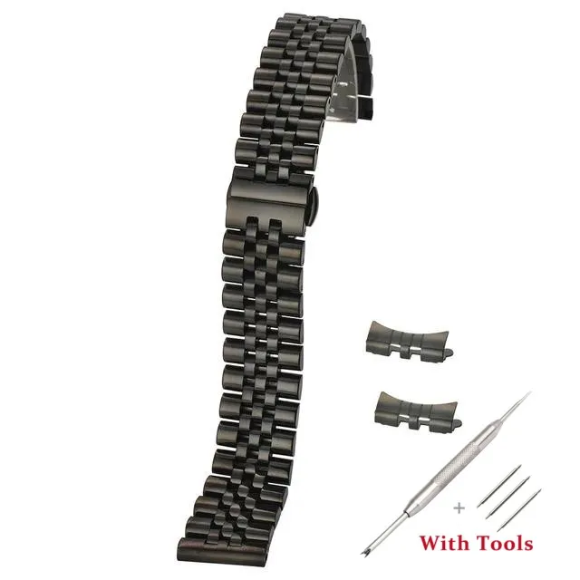 Stainless Steel Solid Watch Band Strap with Hollow Arc Interface