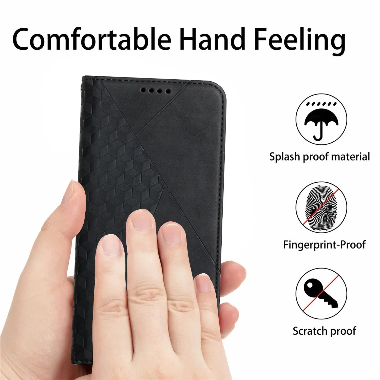 Magnetic Leather Case with Card Slot and Book Cover Design