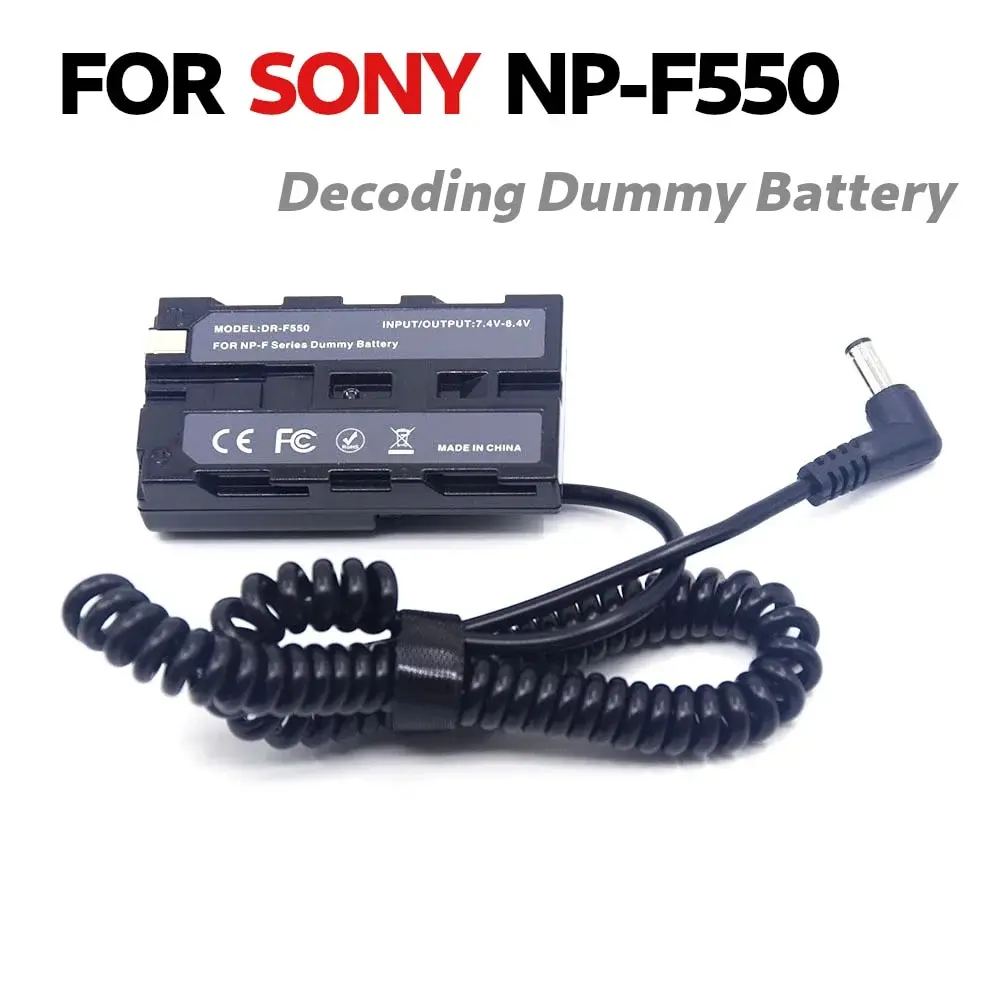 Np-F550 Adattatore Per Batteria Fittizio, Cavo A Spirale Con Spina Cc Dr-F550 Accoppiatore Cc Per Sony Pxw-Z150 Nex-Fs100 Ac-Vl1 Hxr-Nx5 Hxr-Nx100
