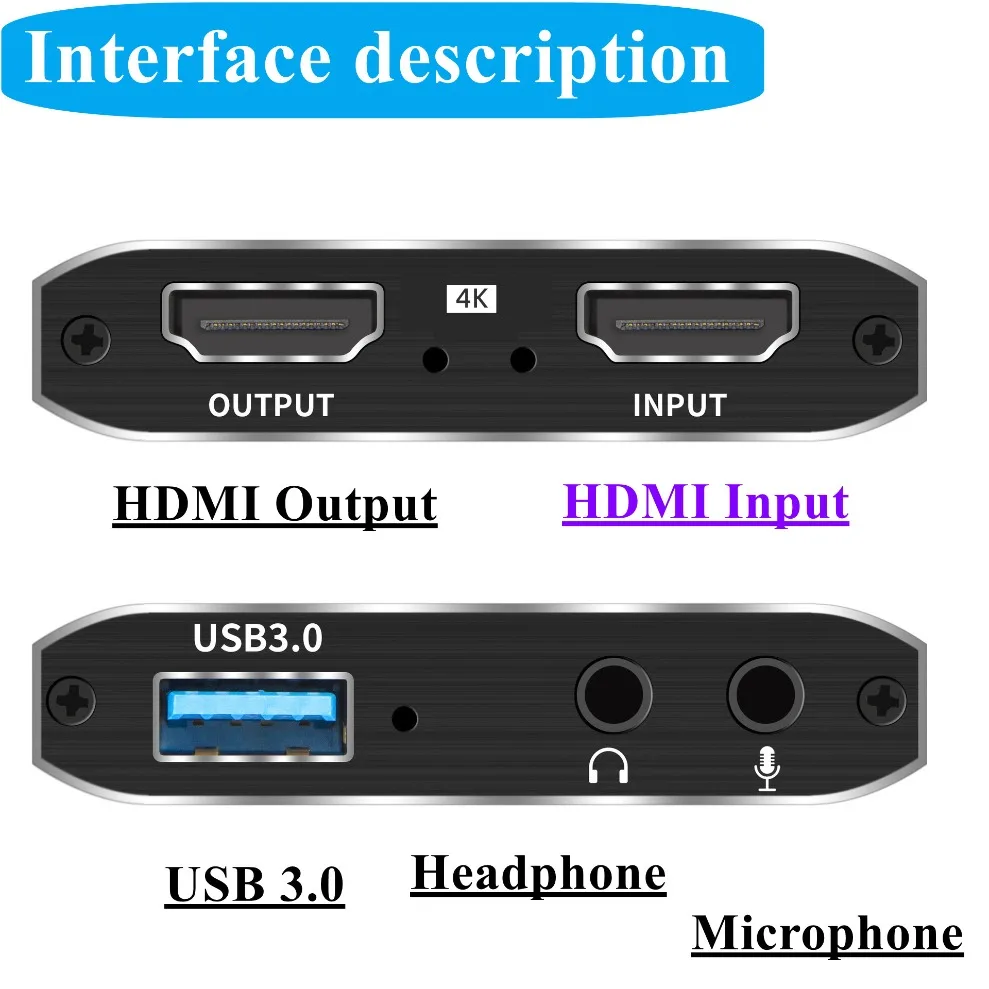 4K Capture Card for Streaming Recording HDMI Video Capture Device with USB 3.0 1