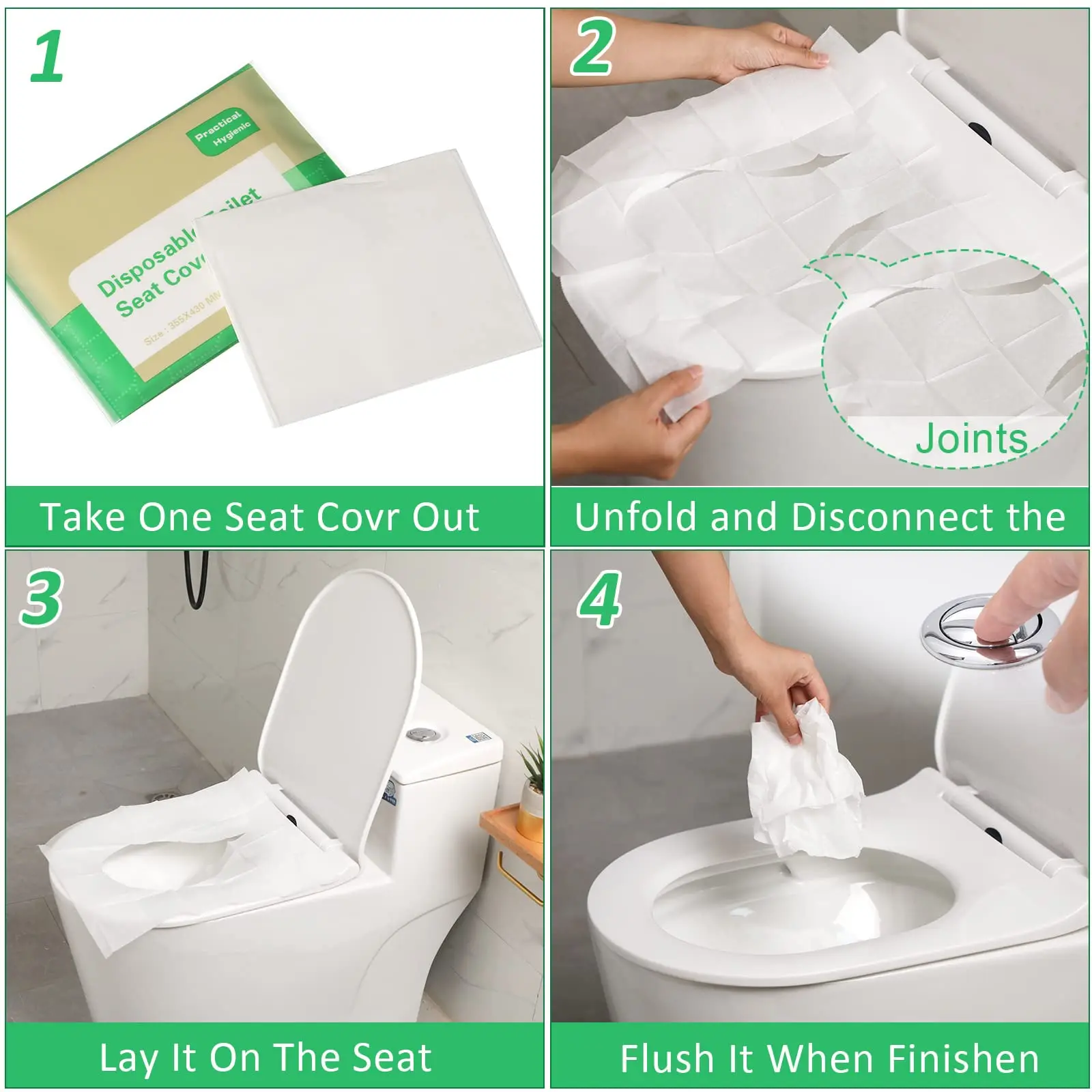 Toilet Seat Cover Disposable Travel Flushable Paper For Adults Kids Potty Training Potty Biodegradable Public Airplane Camping 3
