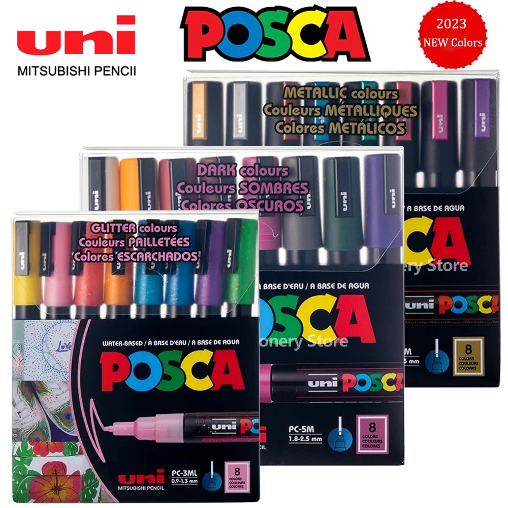 Japane Uni Vernice Acrilica Posca Pennarelli Set Pc-1M 3M 5M Metallochrome Colores Forniture Artistiche Graffiti Cancelleria Tessuto Vernice