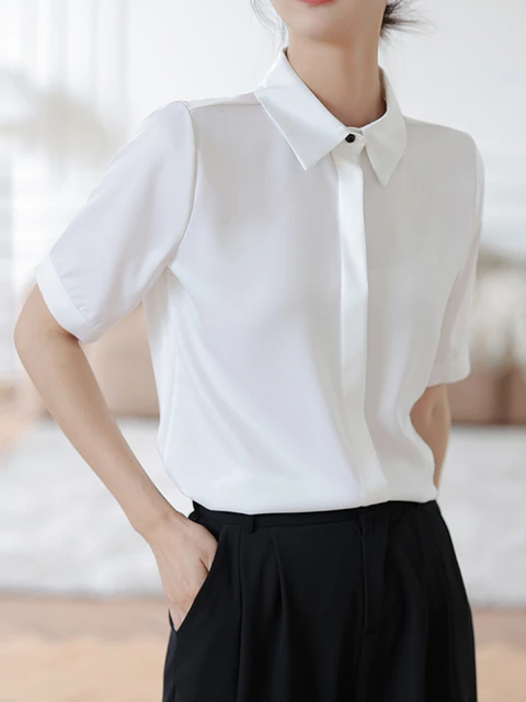 Fashion Office Ladies Work Blouses Women Summer Short Sleeve Tops Shirts OL  Styles White - AliExpress