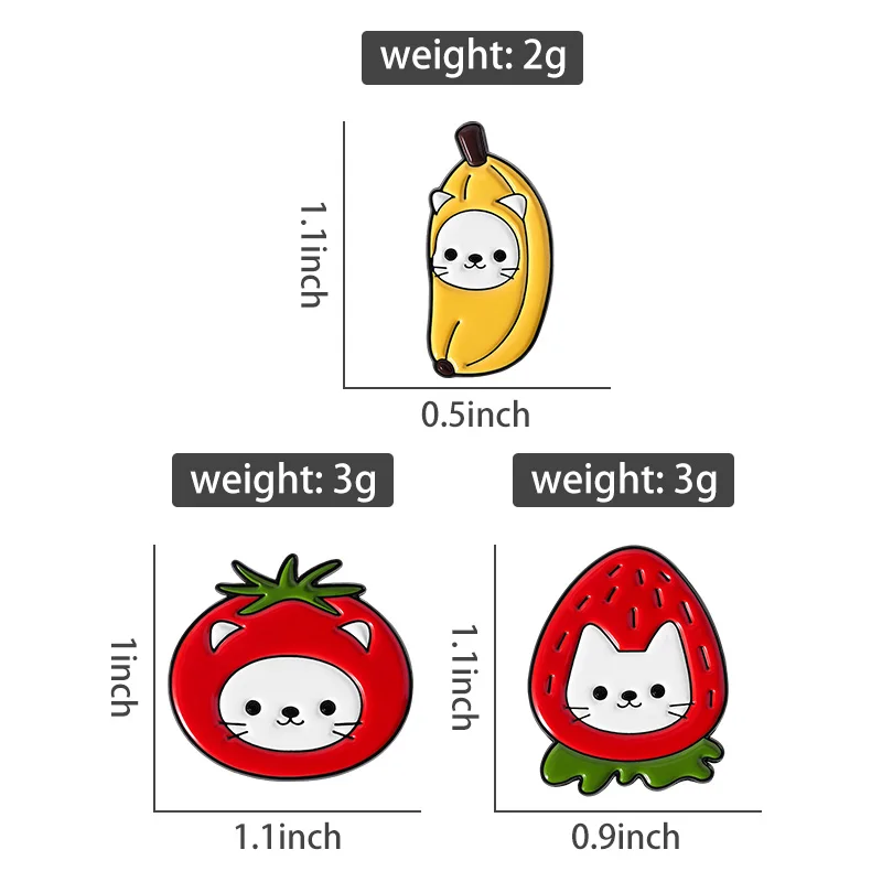 Obst Katzen Emaille Pins Pfotenabdruck Meerjungfrau Cowboy Nuggets Hamburger Taichi Broschen Revers Abzeichen Tier Schmuck Geschenk für Freunde – Detail 8