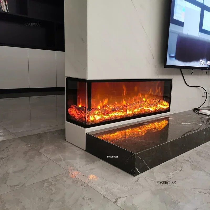 Nordic Light Luxury Fireplaces Home Room Decoration Corner Embedded Fireplace Creative Living Room Decorative Electric Fireplace