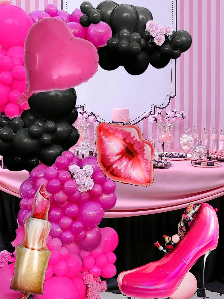 Hot Pink Sneaker Balloons - Girls Basketball Shoe Party Decorations 19 Pcs Set