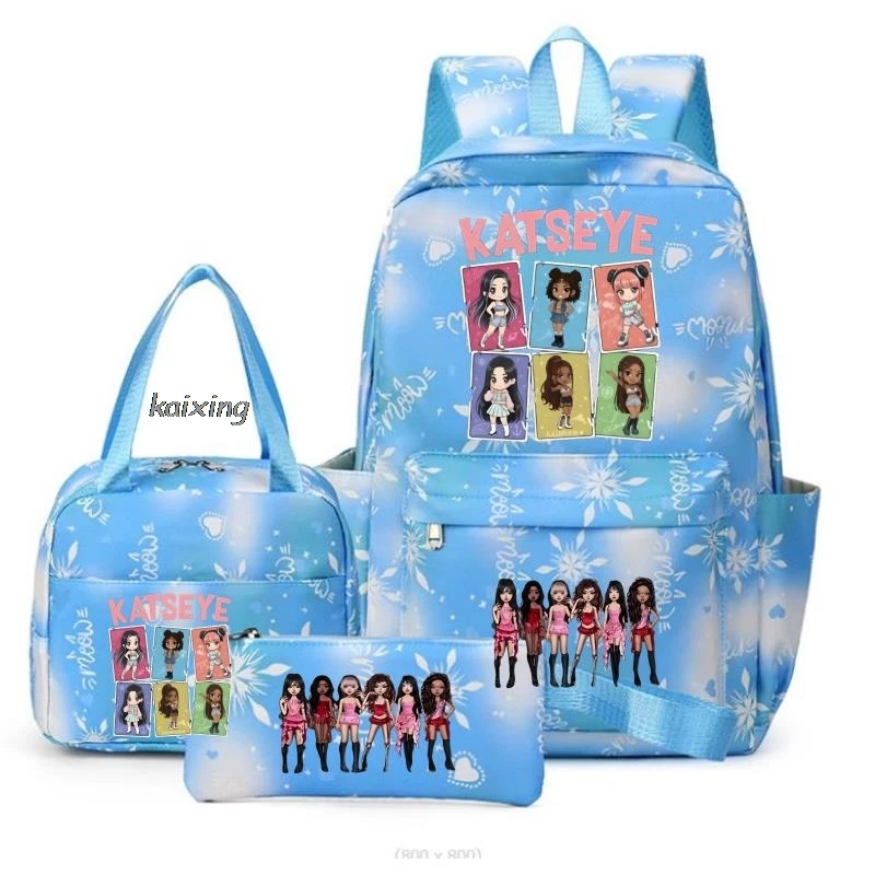 Zaini alla moda Katseye con stampa divertente, set da 3 pezzi, zaini scolastici per ragazzi, per donne e ragazze, Kawaii, di grande capacità, Mochilas, idea regalo - immagine 5